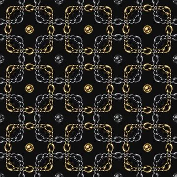 Seamless geometric chain pattern with squares Stock Illustration
