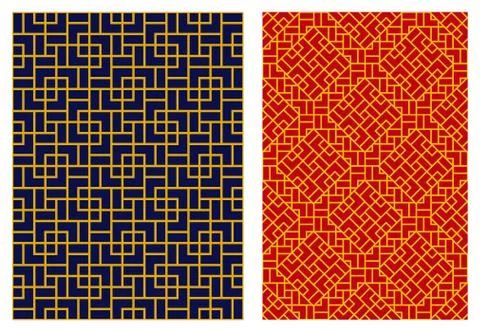 Seamless geometric Chinese line pattern vector art Stock Illustration