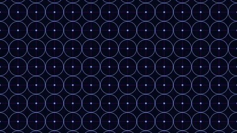 Seamless geometric circle grid animation on dark background, futuristic pattern Stock Footage 333134203