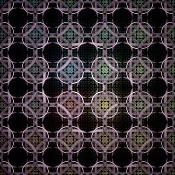 Seamless geometric circle pattern, colorful fractal texture Stock Illustration