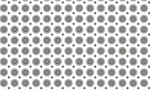 Seamless Geometric Circle Pattern With Retro Grey Targets And Small Blue Cr.. Illustrazione stock