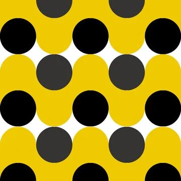 Seamless Geometric Circle Pattern in Yellow Black and Grey イラスト素材