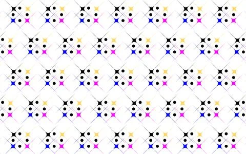 Seamless Geometric CMYK Pattern With Colorful Abstract Dots and Star Motifs.. Stockillustratie