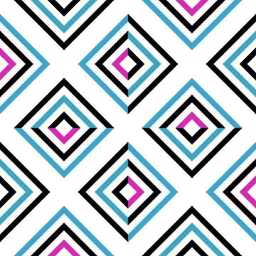 Seamless geometric colored striped pattern with rhombus elements Stock Illustration