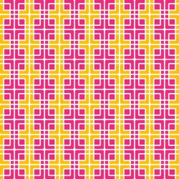 Seamless geometric colorful pattern of squares and flowing lines. Stock Illustration