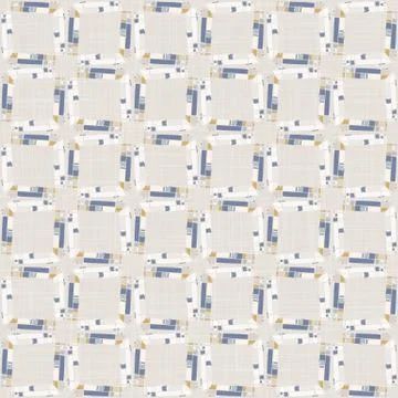 Seamless geometric cross grid pattern in french blue linen shabby chic style Stock Illustration