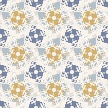 Seamless geometric cross grid pattern in french blue linen shabby chic style Stock Illustration
