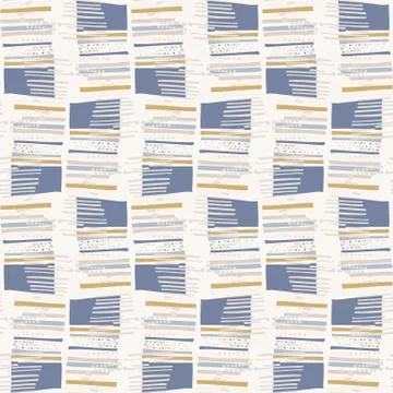 Seamless geometric cross grid pattern in french blue linen shabby chic style Stock Illustration