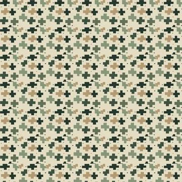 Seamless Geometric Cross Pattern Background with Earthy Green and Tan Tones.. Stock Illustration