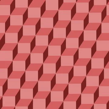 Seamless geometric cubes pattern in red Stock Illustration