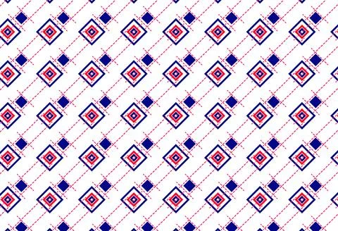 Seamless Geometric Diagonal Pattern With Blue And Pink Squares Retro Abstra.. Stock Illustration