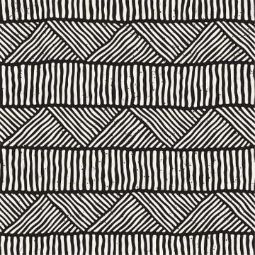 Seamless geometric doodle lines pattern in black and white. Adstract hand drawn 스톡 일러스트