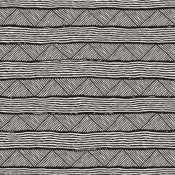 Seamless geometric doodle lines pattern in black and white. Adstract hand drawn Stock Illustration