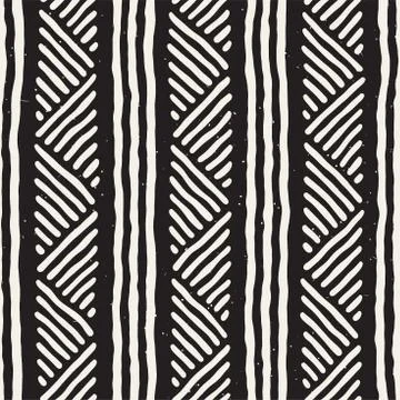 Seamless geometric doodle lines pattern in black and white. Adstract hand drawn 스톡 일러스트