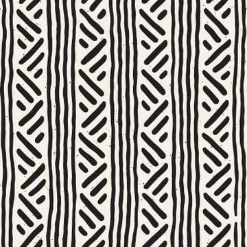 Seamless geometric doodle lines pattern in black and white. Adstract hand drawn Stock Illustration