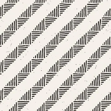 Seamless geometric doodle lines pattern in black and white. Adstract hand drawn 스톡 일러스트