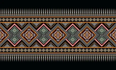 Seamless geometric ethnic pattern, traditional, aztec. Vector illustration .. Stock Illustration