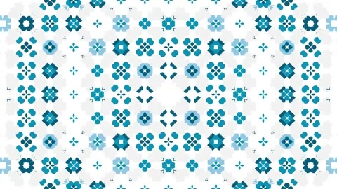 Seamless geometric floral pattern in blue and white. Various flower shapes Stock Footage 280641512