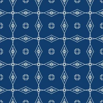 Seamless geometric floral pattern in deep blue a classic decorative style Illustrazione stock