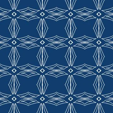 Seamless geometric floral pattern in deep blue a classic decorative style Illustrazione stock