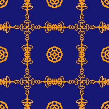 Seamless geometric floral pattern in deep blue Illustrazione stock
