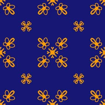 Seamless geometric floral pattern in deep blue 스톡 일러스트