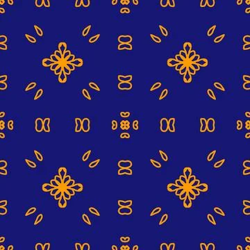 Seamless geometric floral pattern in deep blue Stockillustratie