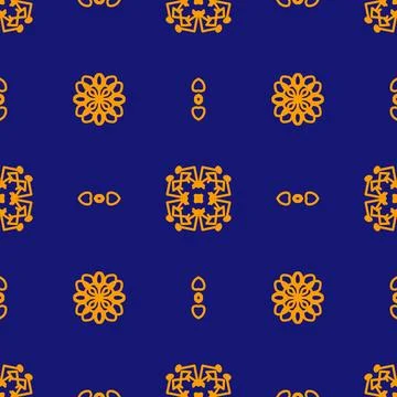 Seamless geometric floral pattern in deep blue Illustrazione stock