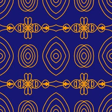 Seamless geometric floral pattern in deep blue Illustrazione stock