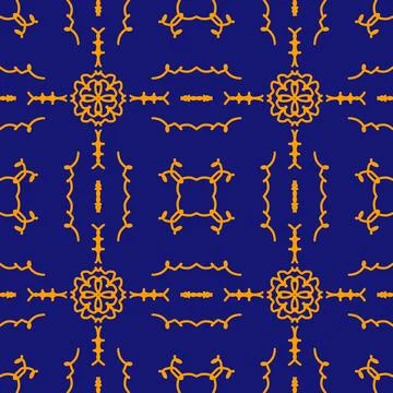 Seamless geometric floral pattern in deep blue Illustrazione stock