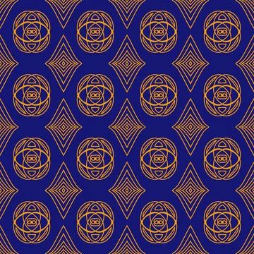 Seamless geometric floral pattern in deep blue Stockillustratie
