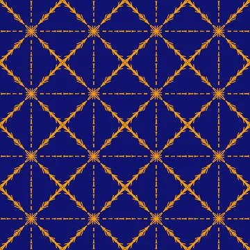Seamless geometric floral pattern in deep blue 스톡 일러스트