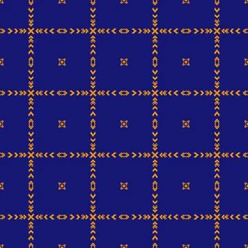 Seamless geometric floral pattern in deep blue 스톡 일러스트
