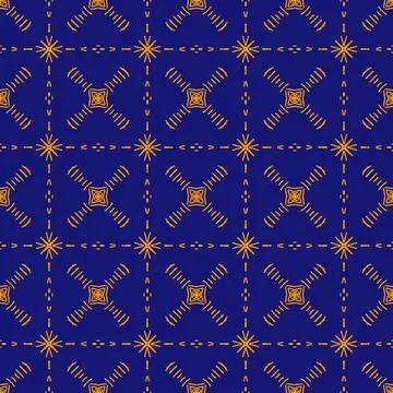 Seamless geometric floral pattern in deep blue 스톡 일러스트