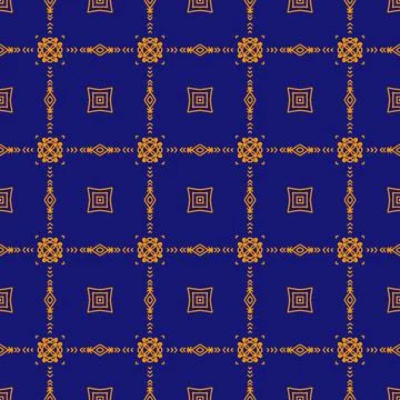 Seamless geometric floral pattern in deep blue 스톡 일러스트