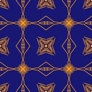 Seamless geometric floral pattern in deep blue 스톡 일러스트