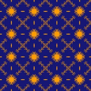 Seamless geometric floral pattern in deep blue 스톡 일러스트