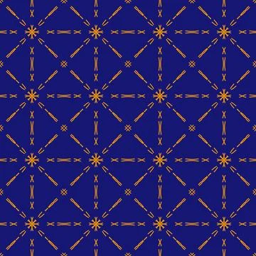 Seamless geometric floral pattern in deep blue 스톡 일러스트