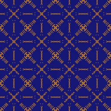 Seamless geometric floral pattern in deep blue 스톡 일러스트