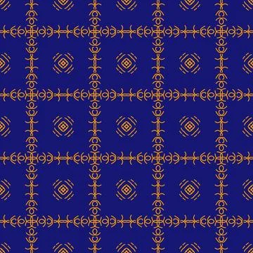 Seamless geometric floral pattern in deep blue Stockillustratie