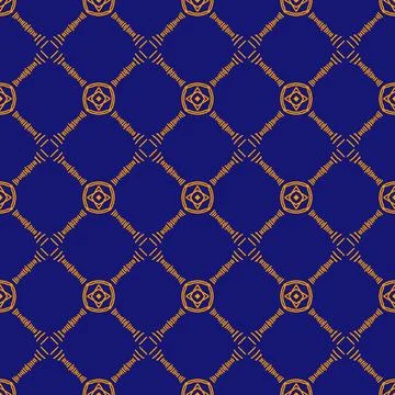 Seamless geometric floral pattern in deep blue 스톡 일러스트