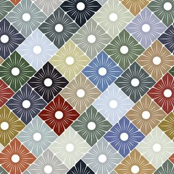 Seamless geometric floral pattern in different colors. Vector illustration. Stock Illustration