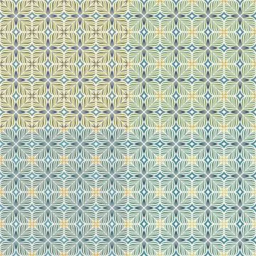 Seamless Geometric Floral Vector Pattern Collection in Blue and Green Tones Stock Illustration