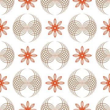 Seamless of geometric flowers and forms like wings Stockillustratie