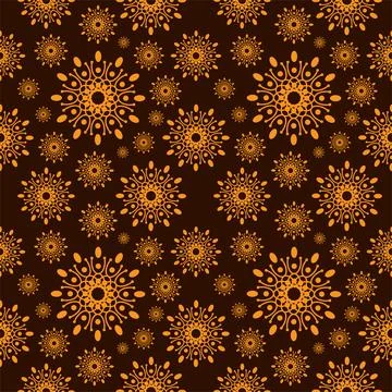 Seamless geometric flowers pattern. Brown stylish graphic design. Tileable .. Stock Illustration
