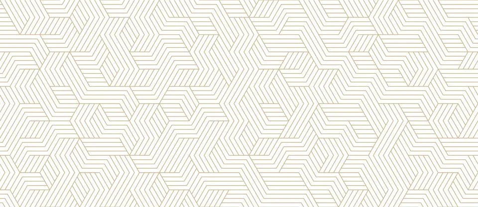 Seamless geometric gold line pattern on white background, abstract art deco Stock Illustration