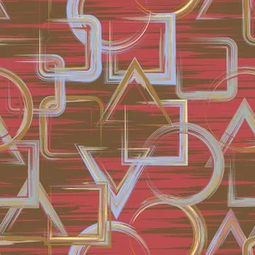 Seamless geometric grange hand drawn paint brash  pattern in vector. Triangle Illustrazione stock
