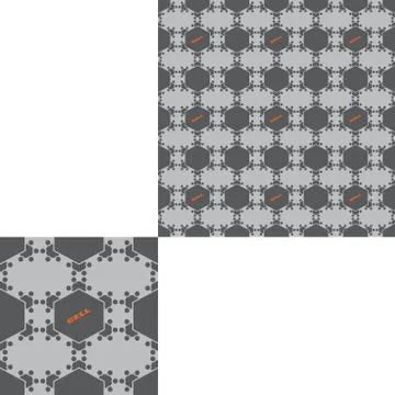 Seamless geometric gray hexagon pattern with text and pattern unit. Stock Illustration