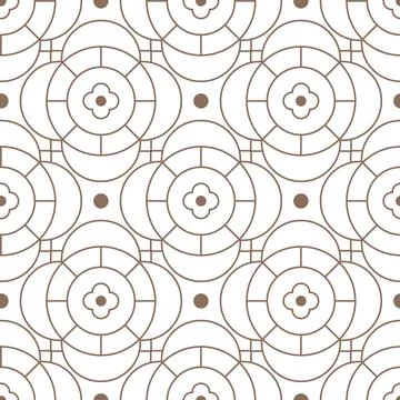 Seamless Geometric Grid Pattern with beige oval shapes Stock Illustration