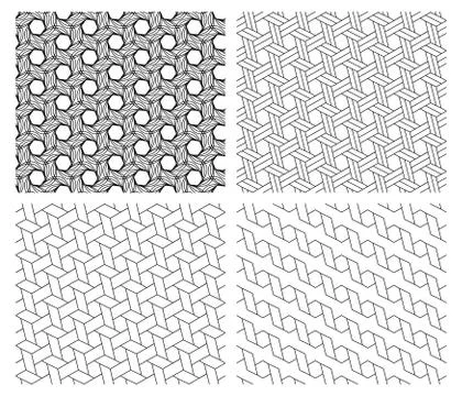 Seamless geometric hexagon line pattern, vector Stock Illustration